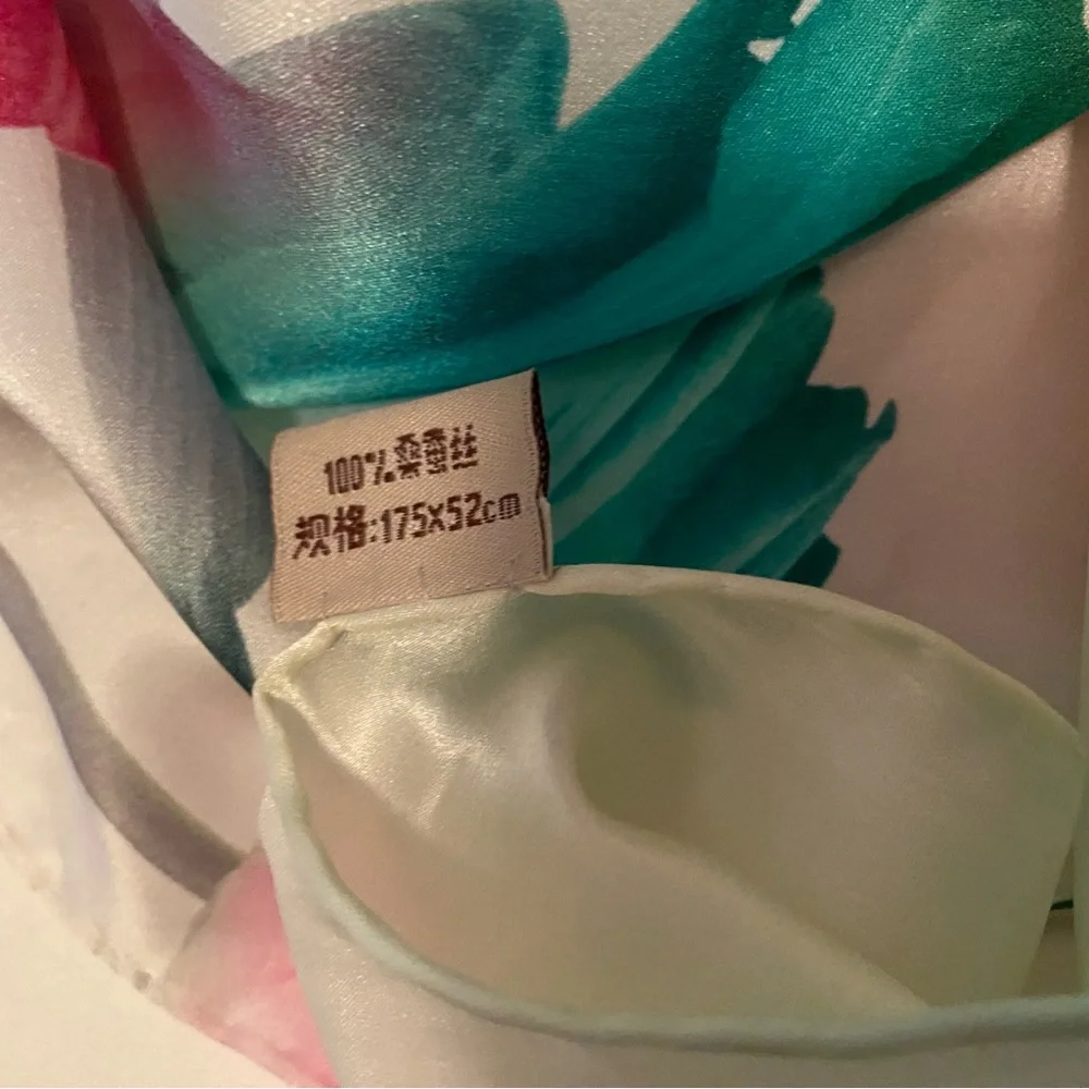 100% Silk Hand-Stitched Floral Shawl Scarf Wrap -Multicolor